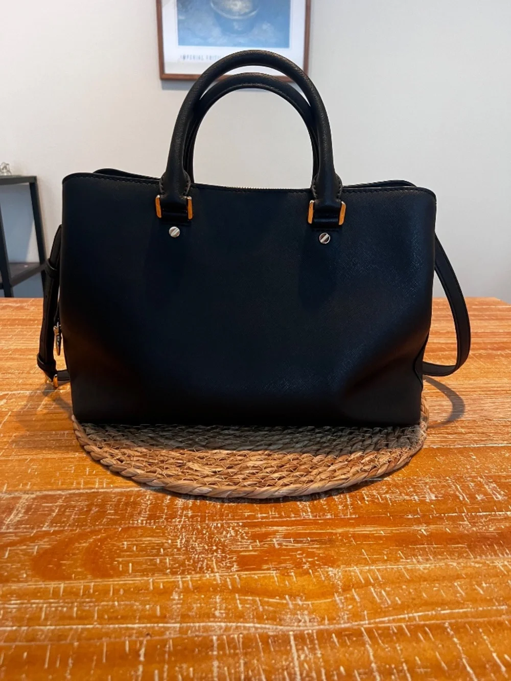 Michael Kors Savannah Large Black Leather Satchel Shoulder Bag